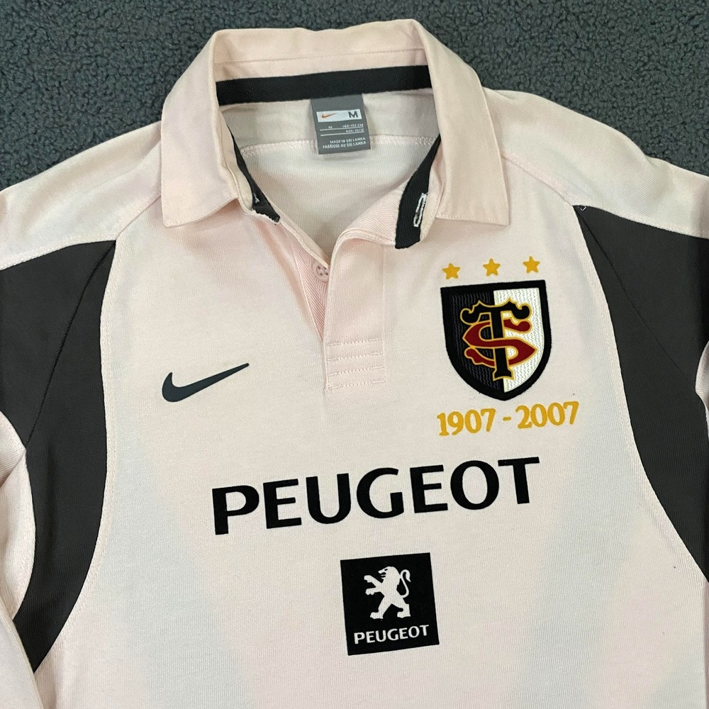Stade‎ Toulousain Jersey Boys M Pink Nike Rugby Polo Long Sleeve Peugeot 2007